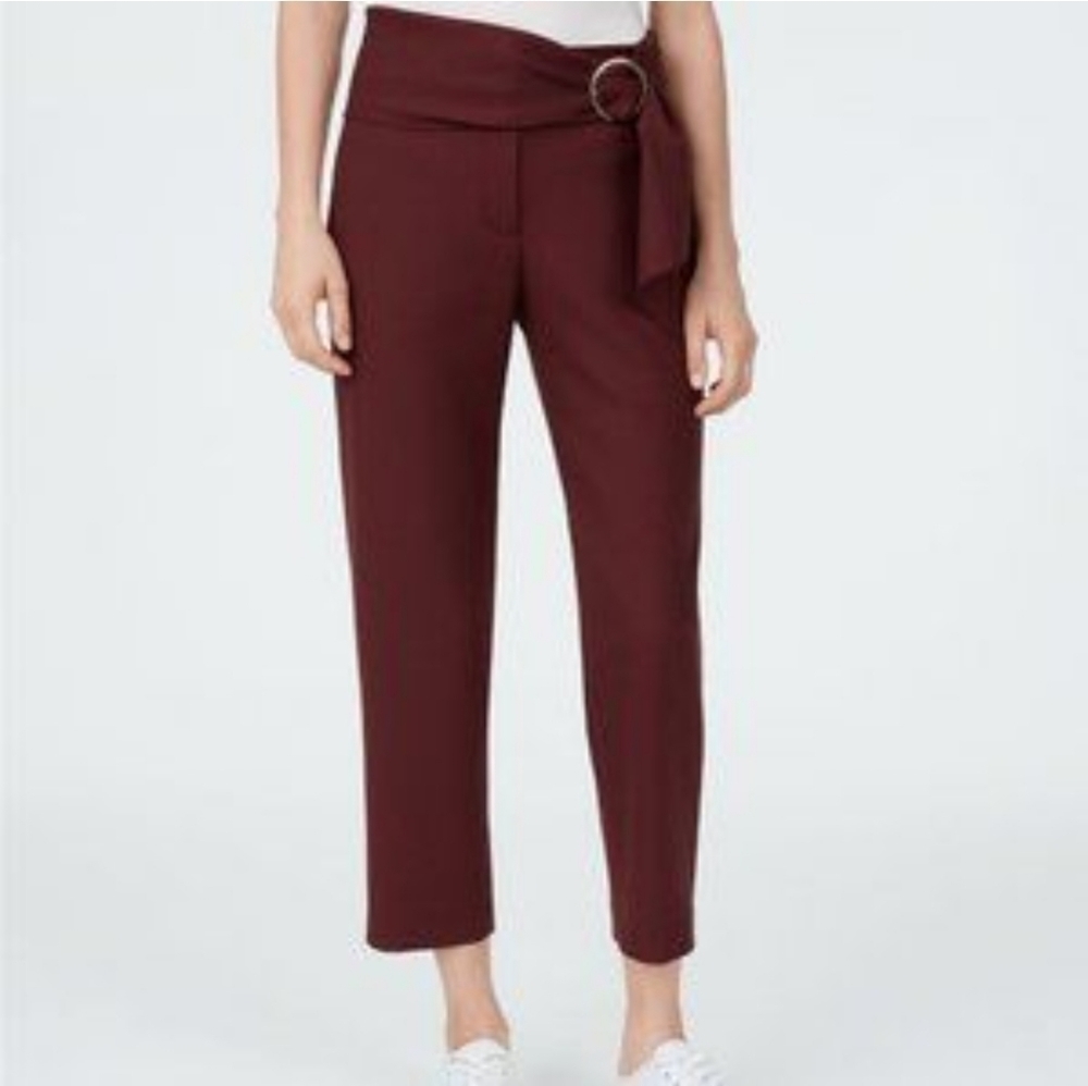 Club Monaco Burgundy Side Tie Belt Pant Size 0